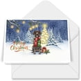 thumbnail image 1 of Merry Christmas German Shorthaired Pointer Snowy Winter with Tree Decorations 7x5in Folded Greeting Card GSP Lover Dog Gift Single Note Card with Envelope - 12020, 1 of 5