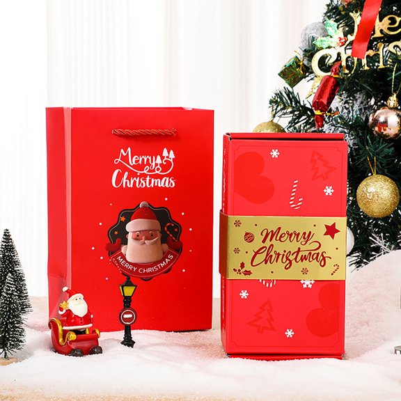 Merry Christmas Gift Box Surprise Box Explosion Box with Gift Bag and 13 Bounce Box Cards Explosion Box Can Put into Money for Birthday Christmas Gifts