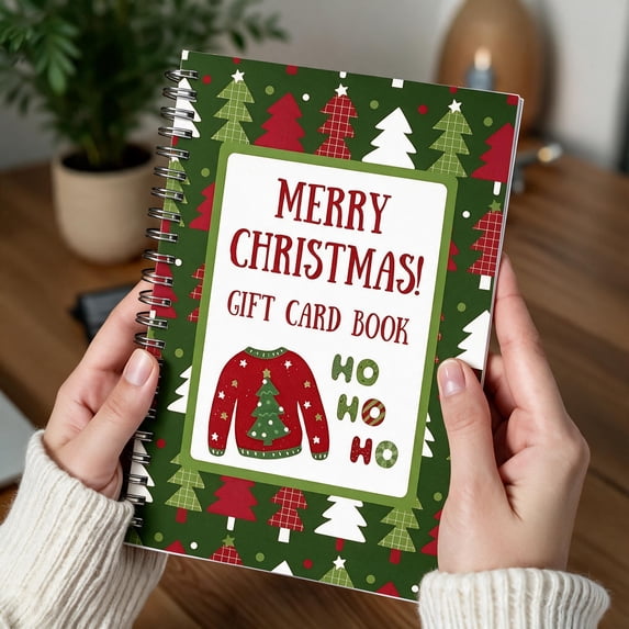 Merry Christmas Gift Card Book For Teens, 12-Page Christmas Gift Card Holder Book, Christmas Gift Card Book For Teens, Adults, Kids; 5x7in Easy to Gift, Gift Arrives Before Christmas, B