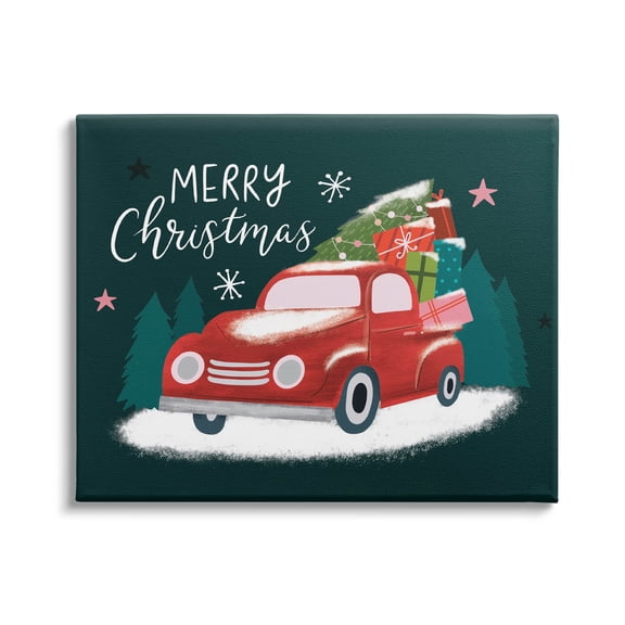 Merry Christmas Gifts Truckload Holiday Graphic Art Gallery Wrapped Canvas Print Wall Art
