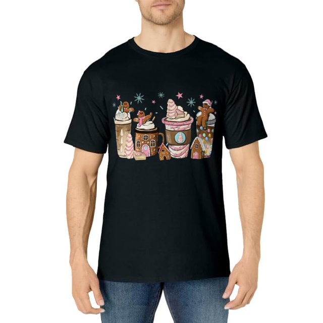 Merry Christmas Gingerbread Cookie Coffee Cups Latte Drink TShirt