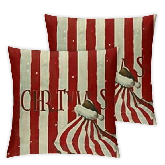 Merry Christmas Gingerbread Man Decorative Throw Pillow Covers  Xmas Peppermint Candy Polka Dot Stripe Red Cushion Case Decor, Holly Jolly Winter Holiday Home Decoration for Sofa