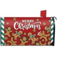 thumbnail image 1 of Merry Christmas Gingerbread Man Mailbox Cover Magnetic Standard Size 21x18inch, Red Xmas Decorative Post Letter Box Wrap Decor, Funny Holiday Garden Yard Outdoor Decoration, 1 of 6