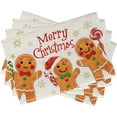 thumbnail image 1 of Merry Christmas Gingerbread Man Placemats Set of 4, Xmas Peppermint Candy Snowflake Farmhouse Dining Table Place Mats, Winter Holiday Seasonal Kitchen Decor Party Home Decoration 12 x 18 Inch, 1 of 5