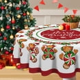 thumbnail image 1 of Merry Christmas Gingerbread Man Round Tablecloth 70 x 70 Inch, Xmas Peppermint Candy Holly Red Berry Decorative Table Cloth Dining Table Cover, Winter Holiday Dinner Party Picnic Decoration, 1 of 7
