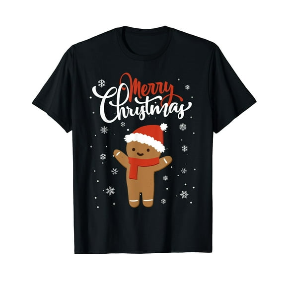 Merry Christmas Gingerbread Xmas Christmas Cookie Bakers Black T-Shirt