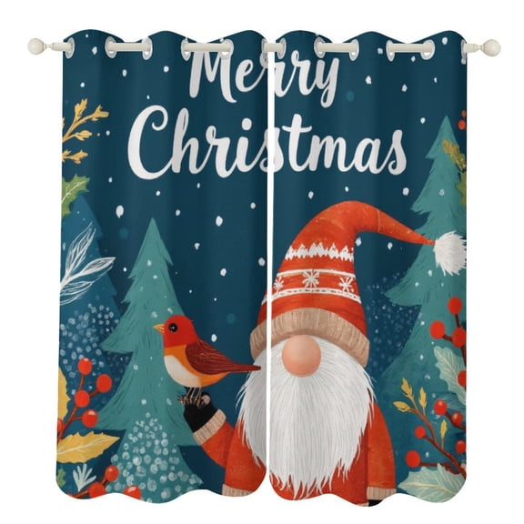 Merry Christmas Gnome And Robin Luxury Window Curtains Blinds for Living Room Kids Bedroom Bathroom Kicthen Door Home Decor 2 Panels