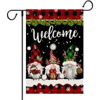 Merry Christmas Gnome Garden Flags 12.5x18 Double Sided Winter Yard Flag Buffalo Plaid Burlap Farmhouse Welcome Decorative Flags for Outside Outdoor Lawn Xmas Decoration