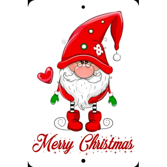 Merry Christmas, Gnome, Home Sign, Home Decor Metal Aluminum, Usa, White
