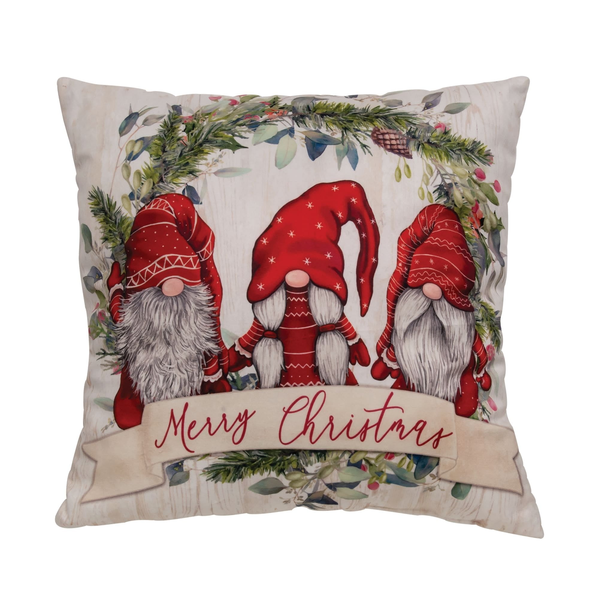 Festive Red and White Christmas Gnome Throw Pillow Set