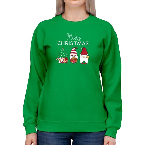 Merry Christmas Gnomes Sweatshirt Women -Smartprints Designs, Female Medium