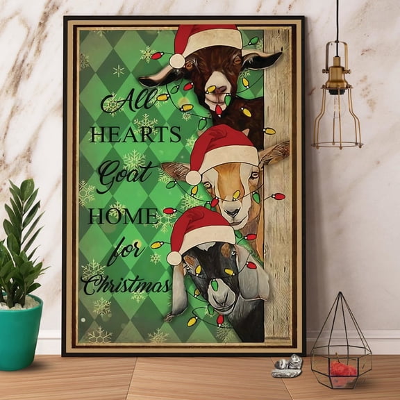 Merry Christmas Goat All Heart Goat Home For Christmas Goat Lover Farm Life Vertical Paper Poster No Frame Wrapped Wall Decor 11 x 17 Inch Poster