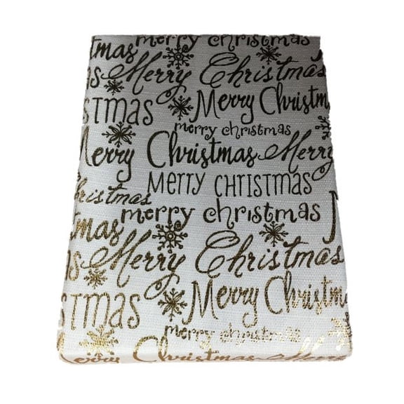 Merry Christmas Gold Sentiments Fabric Holiday Shower Curtain