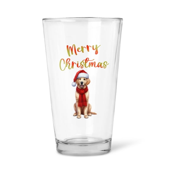 Merry Christmas Golden Retriever Enjoys Woofmas Winter Xmas Holiday 16oz Pint Beer Glass Mug Goldens Dog Lover Gifts Idea Beer Glasses Cup - 02022