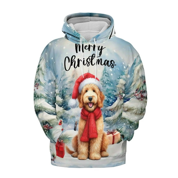 Merry Christmas Goldendoodle Enjoys Woofmas Winter Xmas Holiday All Over Print 3D Hoodie Unisex Merch Hoodies Doodle Dog Lover Gifts Idea - 02022