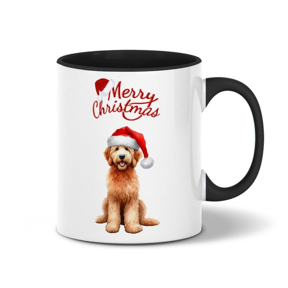 Merry Christmas Goldendoodle Santa Hat Xmas Tree Winter Holiday 11oz Accent Two-tone Mug Doodle Dog Lover Gifts Idea Coffee Tea Cup - 01013