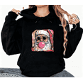 thumbnail image 1 of Merry Christmas Cool Santa Bubble Gum Graphic Casual Tee T-Shirt Print Top Hooded long-sleeved Black S-2XL, 1 of 7