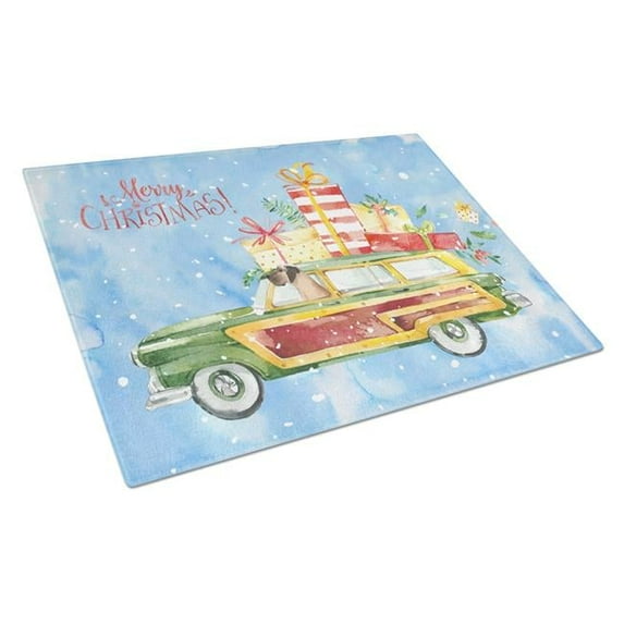 Merry Christmas Great Dane Glass Cutting Board - Large