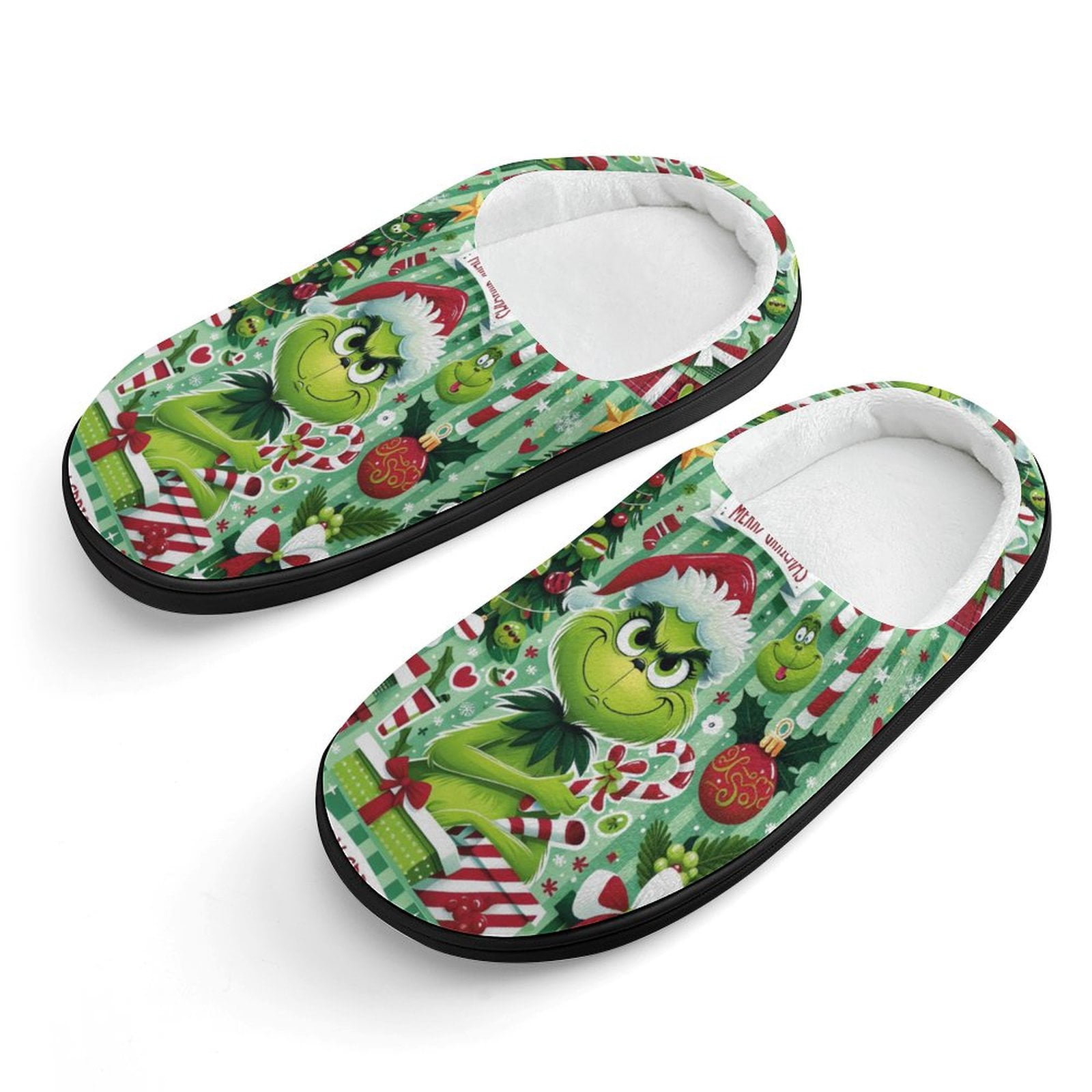 Merry Christmas Green Grinch Slippers for Kids Girls Boys,Soft Plush Cute Slippers Non-Slip ...