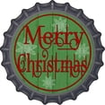 thumbnail image 1 of Merry Christmas Green Novelty Metal Bottle Cap Sign BC-1361 12" Sign (BC), 1 of 1