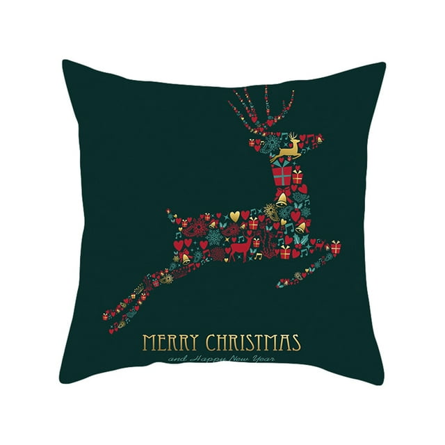 Merry Christmas Green Throw Pillow Cover, 18 x 18 Inch Cushion Covers