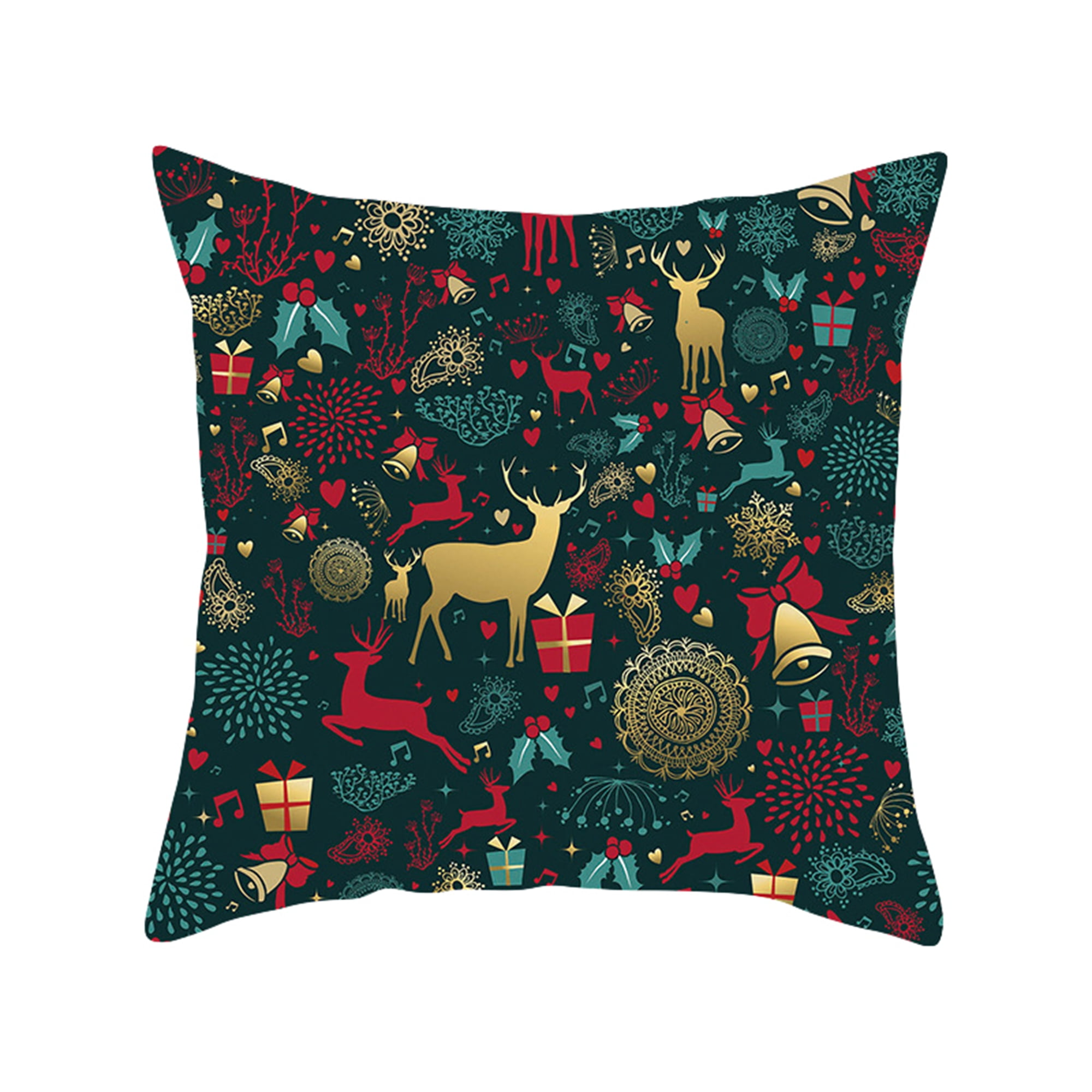 Merry Christmas Green Throw Pillow Cover, 18 x 18 Inch Cushion Covers
