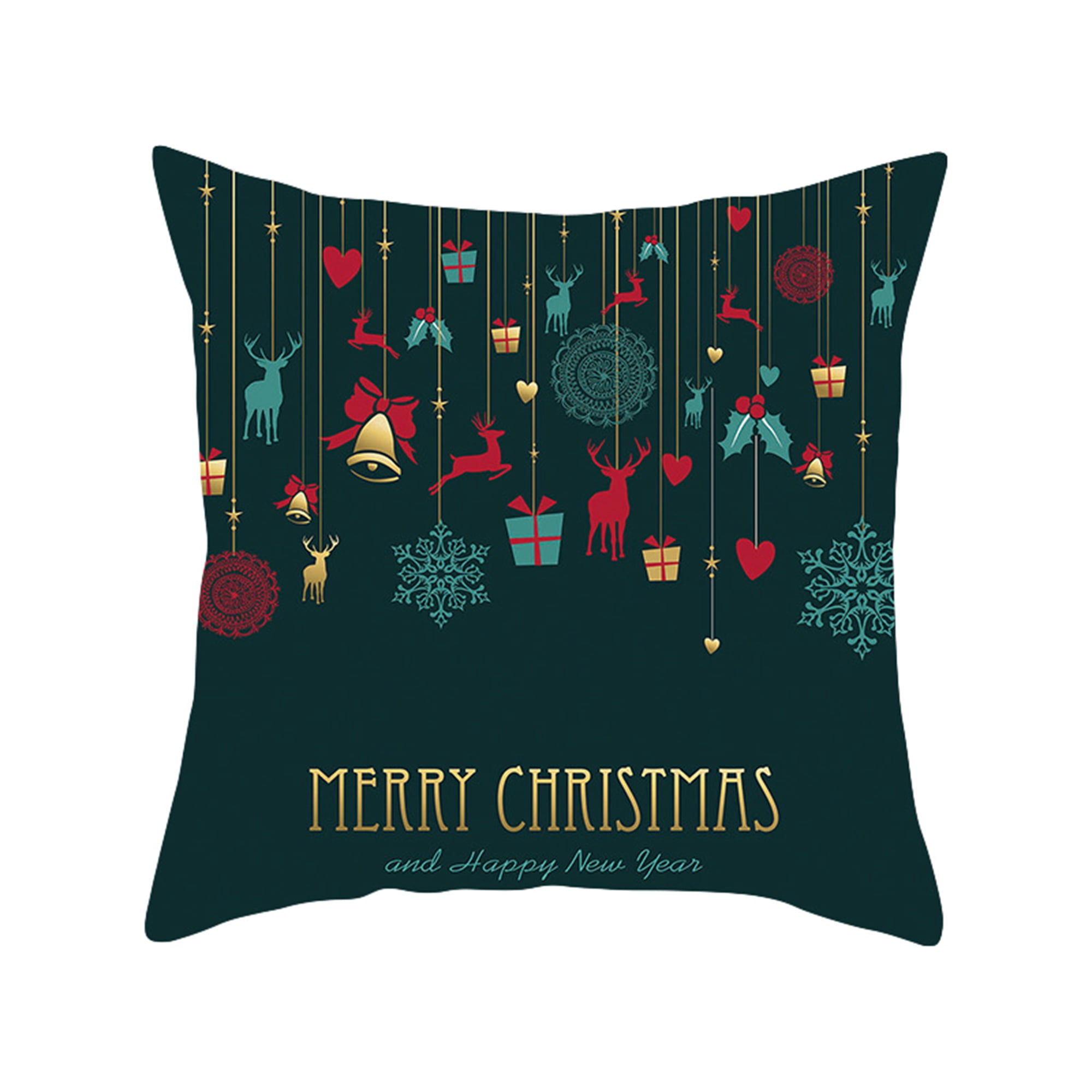 Merry Christmas Green Throw Pillow Cover, 18 x 18 Inch Cushion Covers