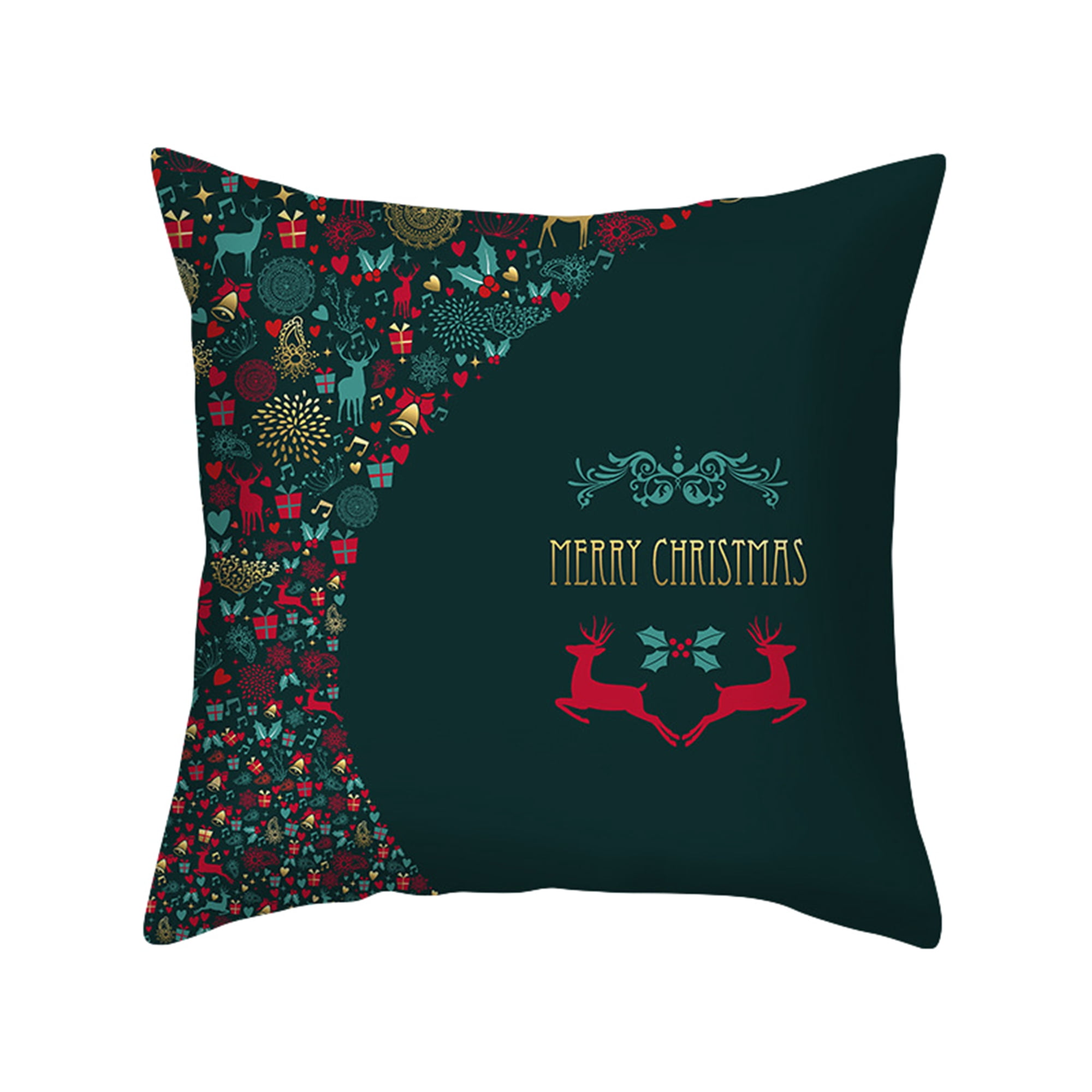 Merry Christmas Green Throw Pillow Cover, 18 x 18 Inch Cushion Covers
