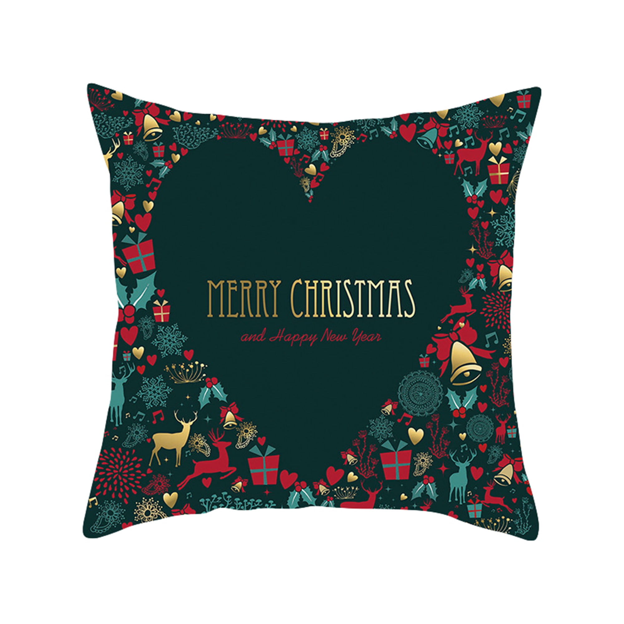 Merry Christmas Green Throw Pillow Cover, 18 x 18 Inch Cushion Covers