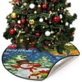 thumbnail image 1 of Merry Christmas Greeting Christmas Tree Mats Waterproof Tree Skirt, Snowman Winter Holidays Xmas Tree Stand Tray Mat Floor Protector Pad for Holiday Party Decoration, 28.3", 1 of 6
