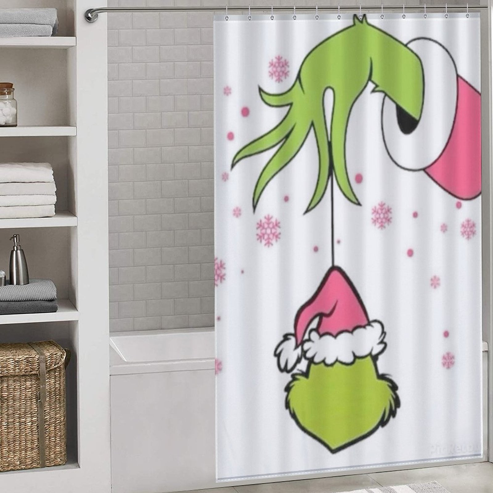 Merry Christmas Grinch At Home Hustle Shower Curtains for Bathroom ...