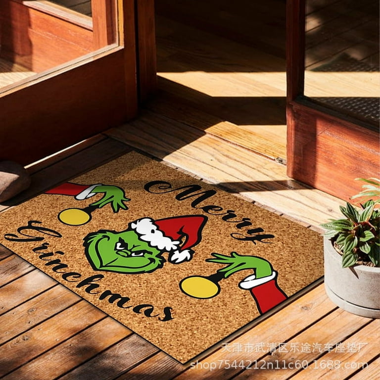 Merry Christmas Grinch Doormat,Front Door Decorations Welcome Blankets Festival Decor Door Mat Anti-Slip Back Indoor Outdoor Decor Carpet Entrance