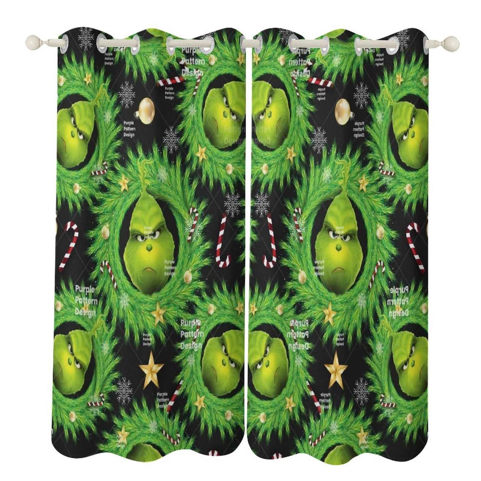 Merry Christmas Grinch Kids Curtains 52 X 72 Inch,Cartoon Blackout ...