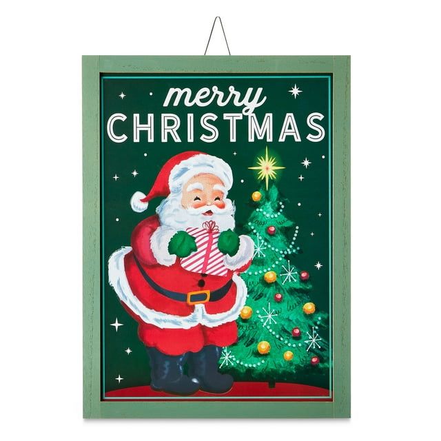 Merry Christmas Hanging Santa Sign, by Holiday Time, 14