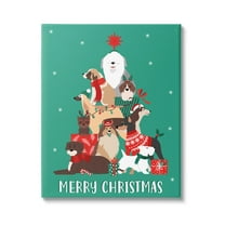 Merry Christmas Happy Dog Gifts Holiday Graphic Art Gallery Wrapped Canvas Print Wall Art