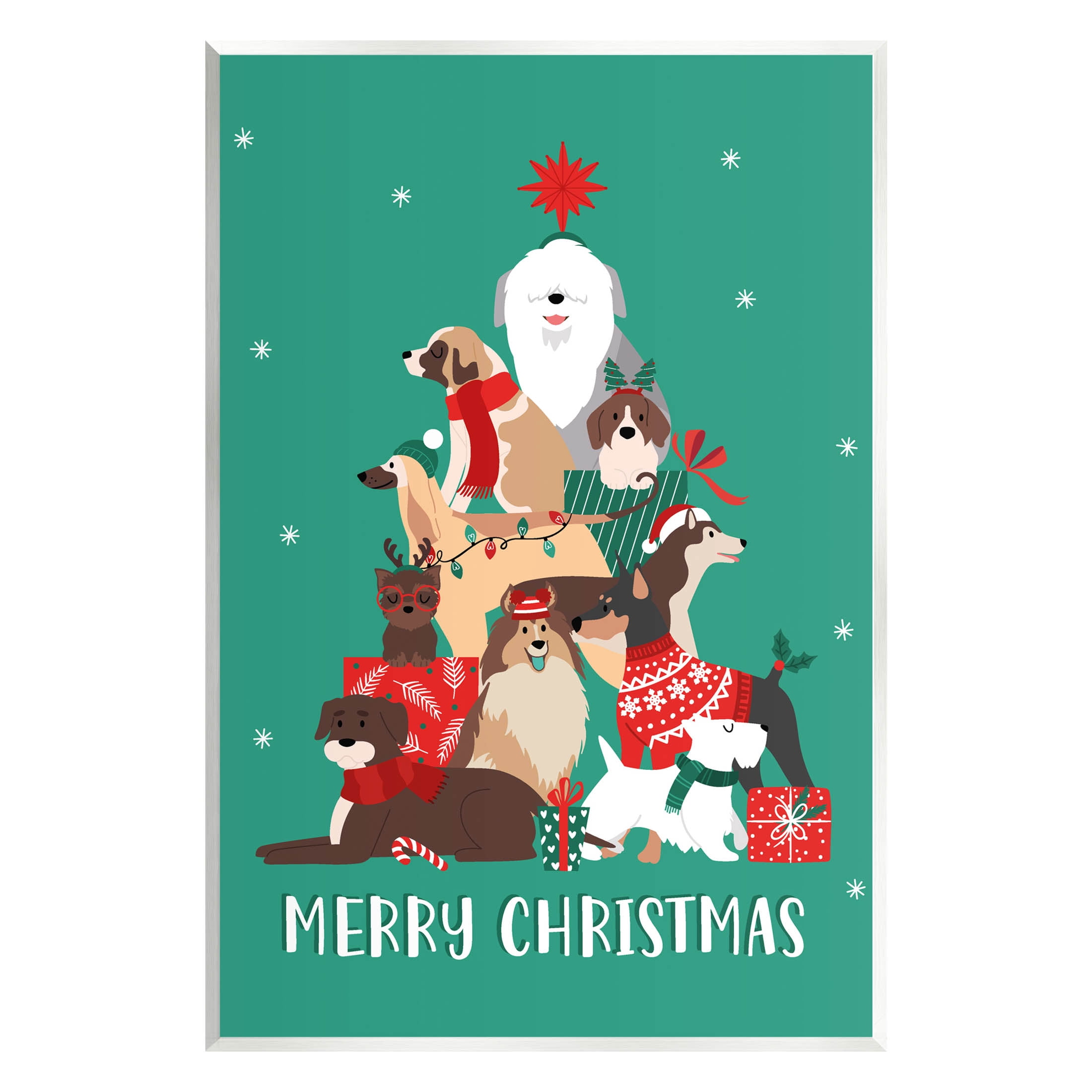 Merry Christmas Happy Dog Gifts Holiday Graphic Art Unframed Art Print Wall Art