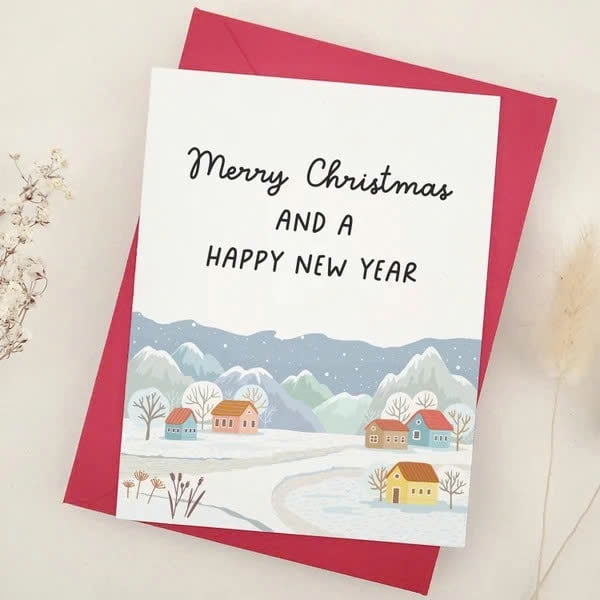 Merry Christmas and Happy New Year Card – Festive Holiday Greeting with ...