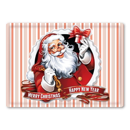 Merry Christmas/Happy New Year Rectangle Button with Magnetic Badge Back