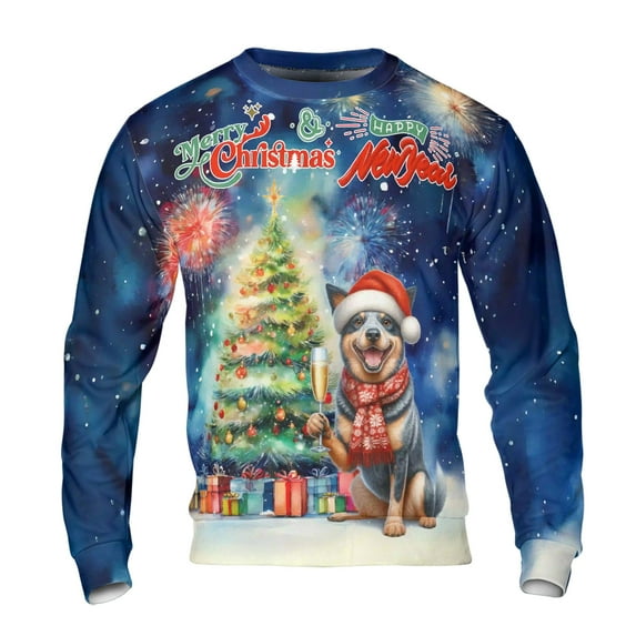 Merry Christmas and Happy New Year Santa Australian Cattle Dog Holiday Xmas Winter 2025 All Over Print 3D Sweatshirt Unisex Merch Heeler Lover Gifts - 00024