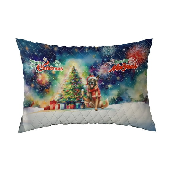 Merry Christmas and Happy New Year Santa Belgian Malinois Holiday Xmas Winter 2025 Quilt Pillowcase Sheepdog Dog Lover Gifts Throw Pillow Cover Bed Home Decor - 00024