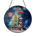 thumbnail image 1 of Merry Christmas and Happy New Year Santa Border Collie Holiday Xmas Winter 2025 Stained Glass Suncatcher Borders Dog Lovers Gifts Idea Window Hanging Sign Decor - 00024, 1 of 5