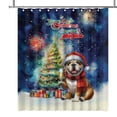 thumbnail image 1 of Merry Christmas and Happy New Year Santa Bulldog Holiday Xmas Winter 2025 Shower Curtain Dog Lover Gifts Idea Waterproof Bathroom Bathtub Curtain - 00024, 1 of 5