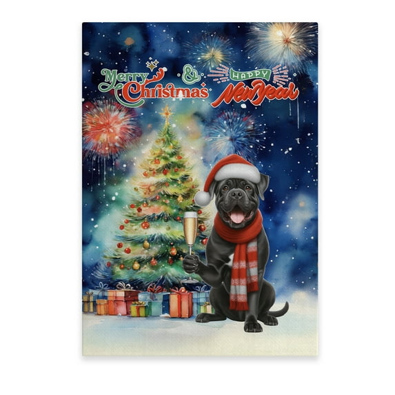 Merry Christmas and Happy New Year Santa Cane Corso Holiday Xmas Winter 2025 Vertical Matte Canvas Poster Italian Mastiff Dog Lover Gifts Idea Wall Art Home Decor - 00024