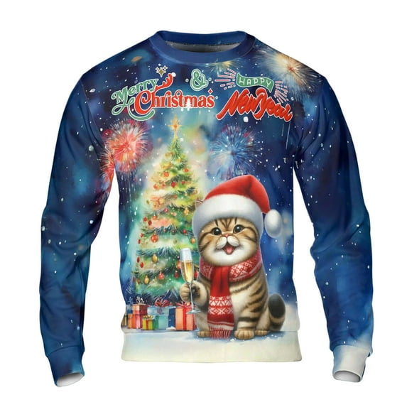 Merry Christmas and Happy New Year Santa Exotic Shorthair Holiday Xmas Winter 2025 All Over Print 3D Sweatshirt Unisex Merch Cat Lover Kitten Owner Gifts - 00024