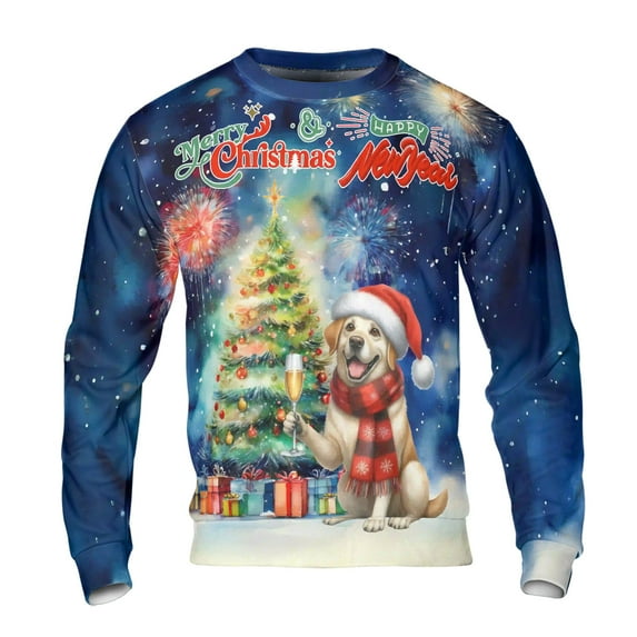 Merry Christmas and Happy New Year Santa Labrador Retriever Holiday Xmas Winter 2025 All Over Print 3D Sweatshirt Unisex Merch Lab Dog Lover Gifts - 00024
