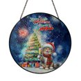 thumbnail image 1 of Merry Christmas and Happy New Year Santa Maine Coon Holiday Xmas Winter 2025 Stained Glass Suncatcher Cat Lover Kitten Owner Gifts Window Hanging Sign Decor - 00024, 1 of 5
