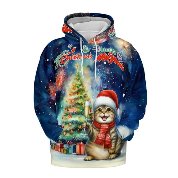 Merry Christmas and Happy New Year Santa Manx Holiday Xmas Winter All Over Print 3D Hoodie Unisex Merch Hoodies Cat Lover Kitten Owner Gifts - 00024