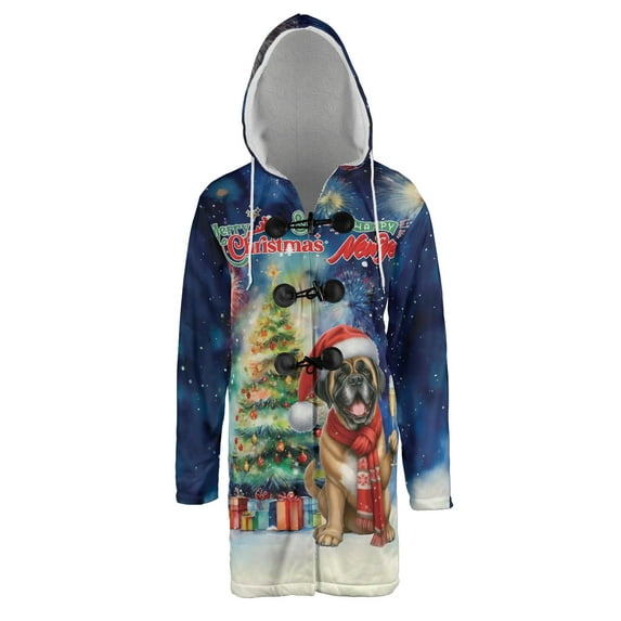 Merry Christmas and Happy New Year Santa Mastiff Holiday Xmas Winter All Over Print 3D Hooded Duffle Toggle Coat Mastiffs Dog Lover Gifts Idea - 00024