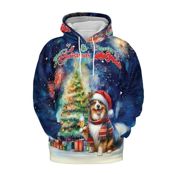 Merry Christmas and Happy New Year Santa Miniature American Shepherd Holiday Xmas Winter All Over Print 3D Hoodie Unisex Merch Hoodies MAS Dog Lover Gifts - 00024