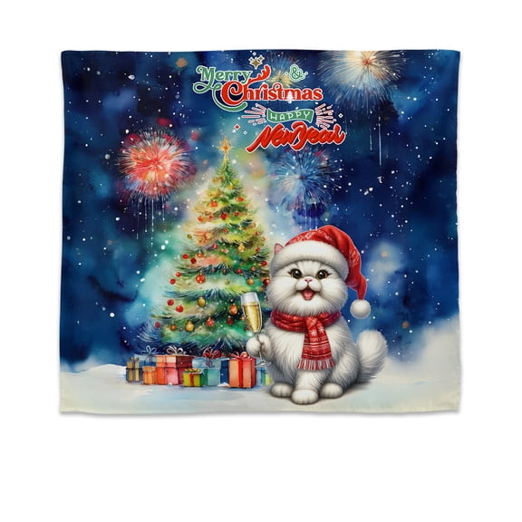 Merry Christmas and Happy New Year Santa Persian Holiday Xmas Winter 2025 Tapestry Cat Lover Kitten Owner Gifts Wall Hanging Backdrop Home Decor - 00024